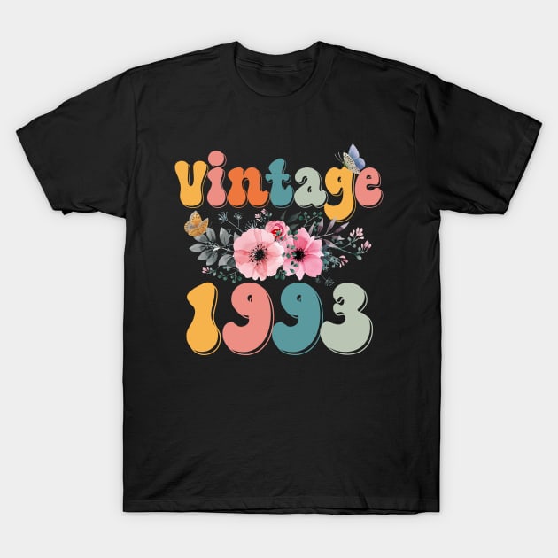 Vintage 1993 Floral Retro Groovy 30th Birthday T-Shirt by Kens Shop